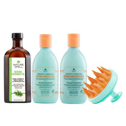 Nature Spell Rosemary Oil Infused Shampoo and Conditioner Set with Scalp Massager Dispenser for Enhanced Hair Growth